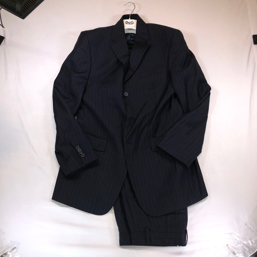 Banana Republic Modern Suit Navy Blue Pinstripe 100% Wool 32x30 Mens 2 Piece